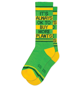 It's Always OK to Buy More Plants Gym Socks Unisex by Gumball Poodle Sold at Le Monkey House