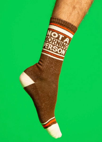 Not A Morning Person Unisex Gym Socks by Gumball Poodle Sold At Le Monkey House