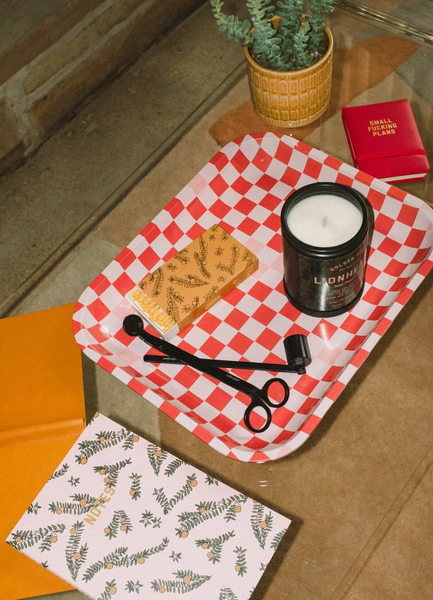 Red Checkered Tray