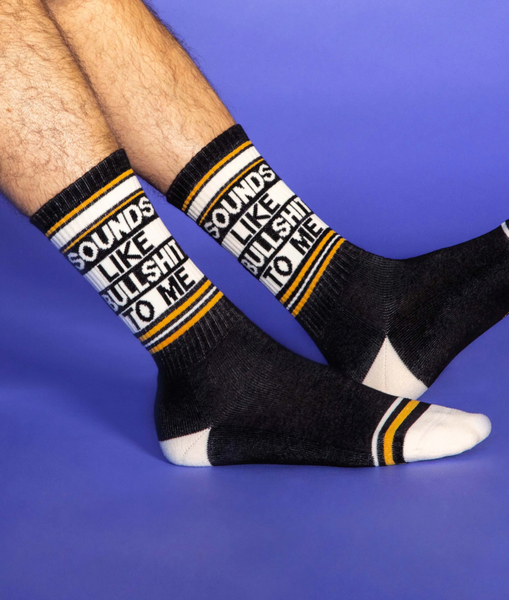 Sounds Like Bullshit To Me Unisex Gym Socks by Gumball Poodle Sold At Le Monkey House