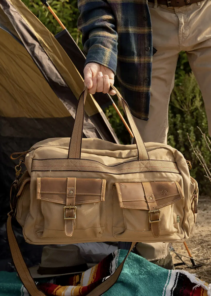 Canvas and leather Turtle ridge duffle weekender bag by TSD Brand, Sold at Le Monkey House