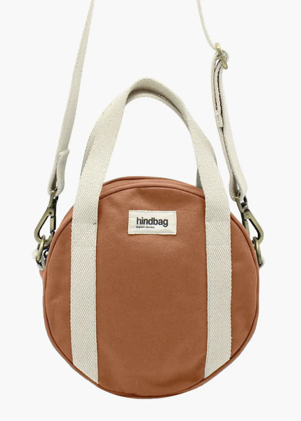 LOUISE Round Bag Heavy Cotton canvas purse with handles and shoulder strap by Hindbag France, Sold at Le Monkey House