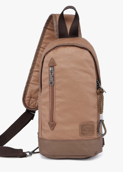 Urban Sling Backpack, Coated canvas and leather by TSD brand, Sold by Le Monkey House