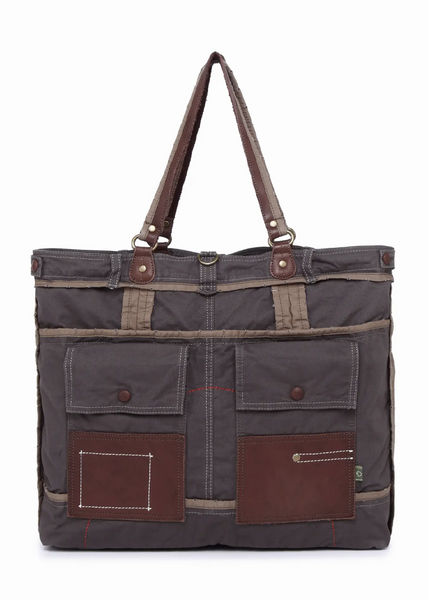 Lake Toya Cotton and leather large tote bag by TSD Brand, Sold by Le Monkey House