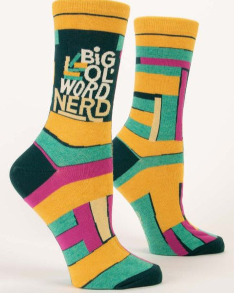 Big ol' word nerd women's socks by Blue Q sold by Le Monkey House Culpeper, Virginia