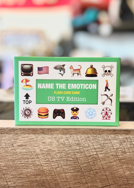 Name the emoticon flash card game US TV Television edition, by Bubblegum Stuff, Sold by Le Monkey House