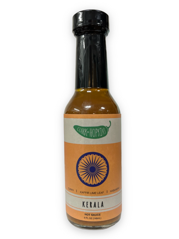 Kerala Hot Sauce Kaffir, Curry, Habanero, by Clark and Hopkins Made in Virginia, Sold by Le Monkey House