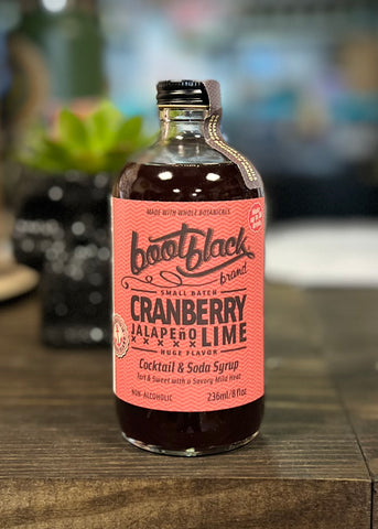 Cranberry Jalapeno Lime cocktail and soda syrup, Small Batch, Made in the United States by Bootblack Brand - Sold by Le Monkey House