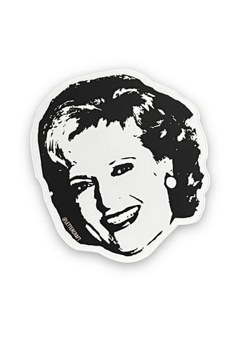 Betty White waterproof, graphic sticker, by lettercraft Sold at Le Monkey House