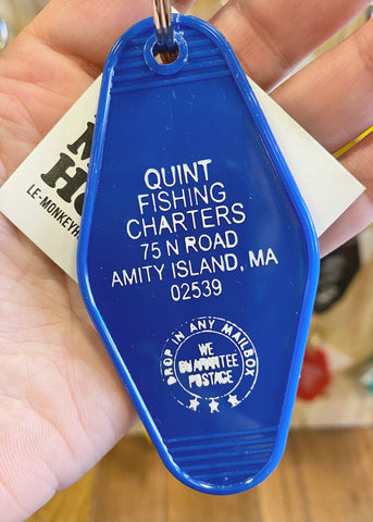 Quint Fishing Charters, Jaws, Vintage retro hotel motel keychain/key fob/keyring Amity Island, Massachusetts Sold by Le Monkey House