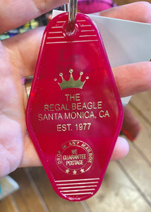 Vintage retro hotel/motel keychain/keyring/key fob, The Regal Beagle, Three's Company, Sold by Le Monkey House