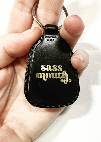 Sass mouth Key fob Keychain, by The Silver Spider, Black and Gold Foil Sold at Le Monkey house