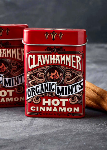 Clawhammer organic mints, Hot Cinnamon, Made in Canada by Big Sky Brands Sold at Le Monkey House